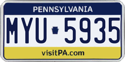 PA license plate MYU5935