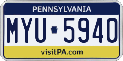 PA license plate MYU5940