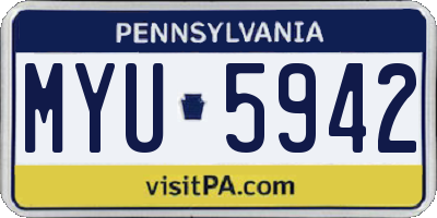 PA license plate MYU5942