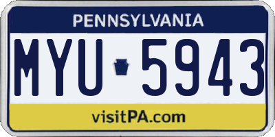 PA license plate MYU5943