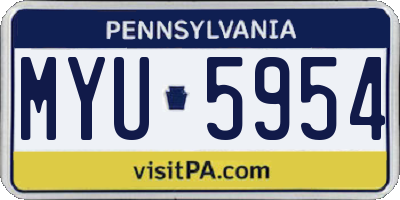 PA license plate MYU5954