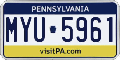 PA license plate MYU5961
