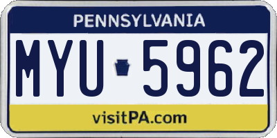 PA license plate MYU5962