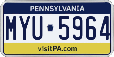 PA license plate MYU5964