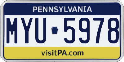 PA license plate MYU5978