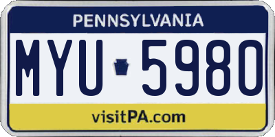 PA license plate MYU5980