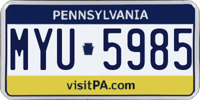 PA license plate MYU5985