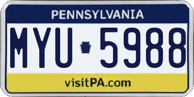 PA license plate MYU5988