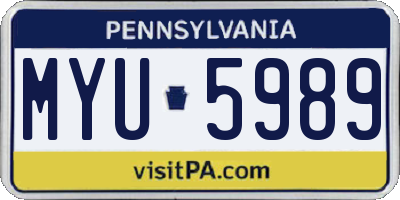 PA license plate MYU5989