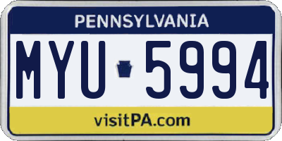 PA license plate MYU5994