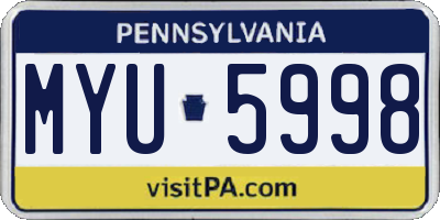 PA license plate MYU5998
