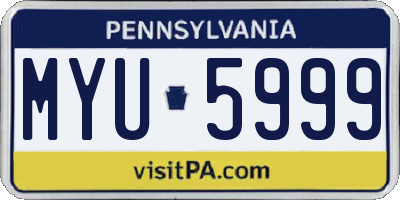 PA license plate MYU5999