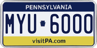 PA license plate MYU6000