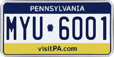 PA license plate MYU6001