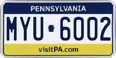 PA license plate MYU6002