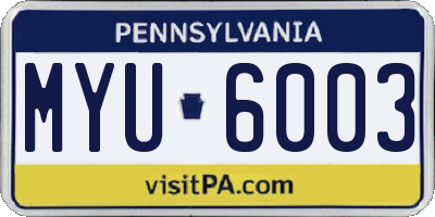 PA license plate MYU6003