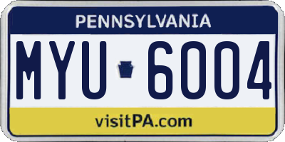 PA license plate MYU6004