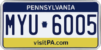 PA license plate MYU6005