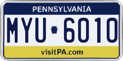 PA license plate MYU6010