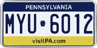 PA license plate MYU6012