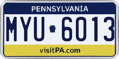 PA license plate MYU6013