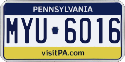 PA license plate MYU6016