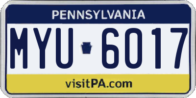 PA license plate MYU6017