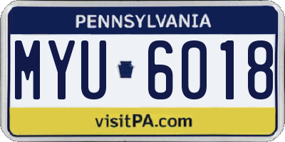 PA license plate MYU6018