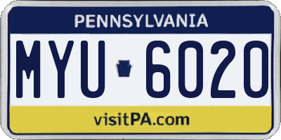 PA license plate MYU6020