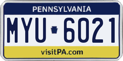 PA license plate MYU6021