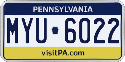 PA license plate MYU6022