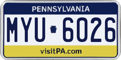 PA license plate MYU6026