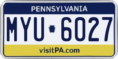 PA license plate MYU6027