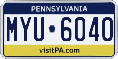 PA license plate MYU6040