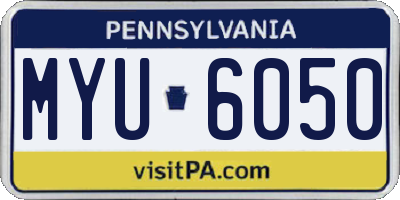PA license plate MYU6050