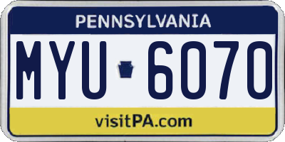 PA license plate MYU6070