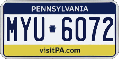 PA license plate MYU6072