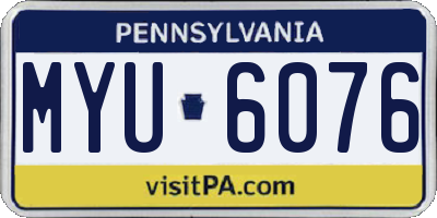 PA license plate MYU6076