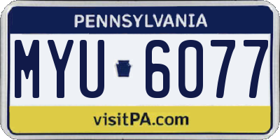 PA license plate MYU6077