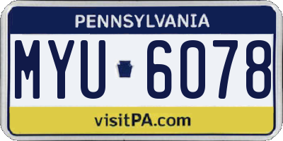 PA license plate MYU6078