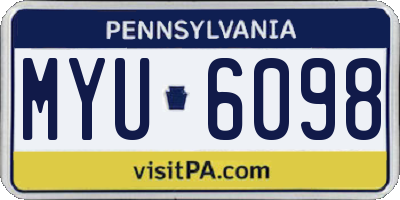 PA license plate MYU6098