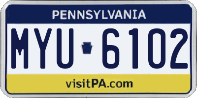 PA license plate MYU6102