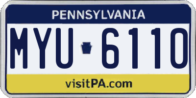 PA license plate MYU6110