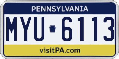 PA license plate MYU6113