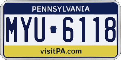 PA license plate MYU6118