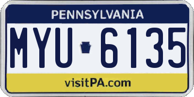 PA license plate MYU6135