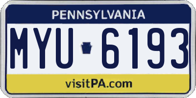 PA license plate MYU6193