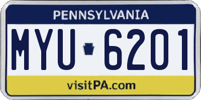 PA license plate MYU6201