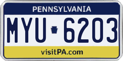 PA license plate MYU6203