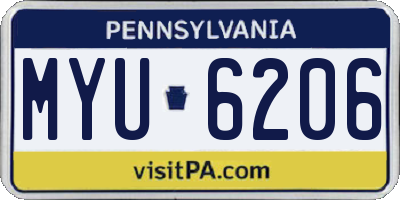 PA license plate MYU6206